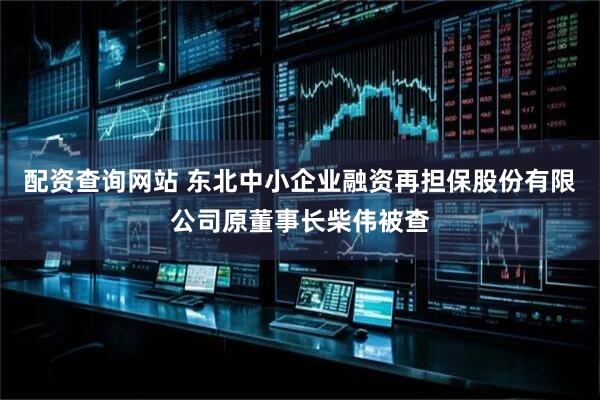 配资查询网站 东北中小企业融资再担保股份有限公司原董事长柴伟被查